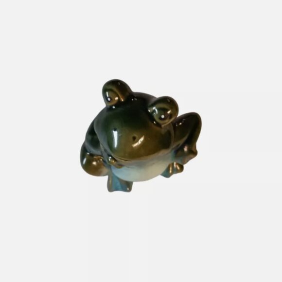 Thoughtful Frog Ceramic Figurine Green 3 1/2" Tall - Picture 5 of 6